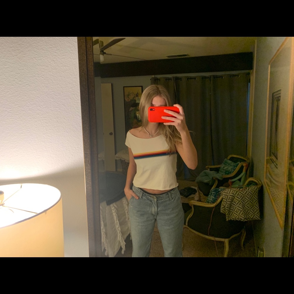 Brandy rainbow off the shoulder shirt